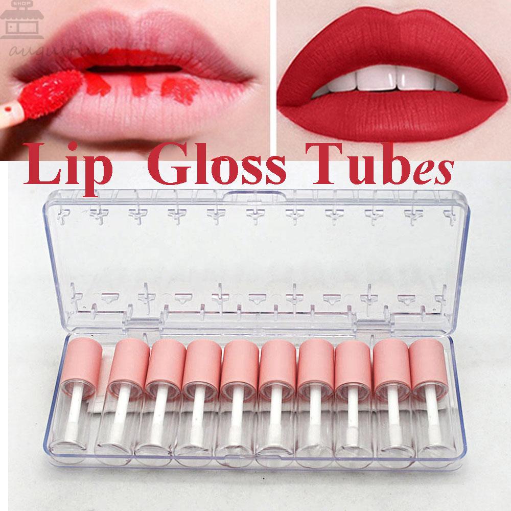 Tabung Lip Gloss Agustina Portable 10pcs/set Travel Pink Lip Balm Wadah Kosmetik Botol Isi Ulang