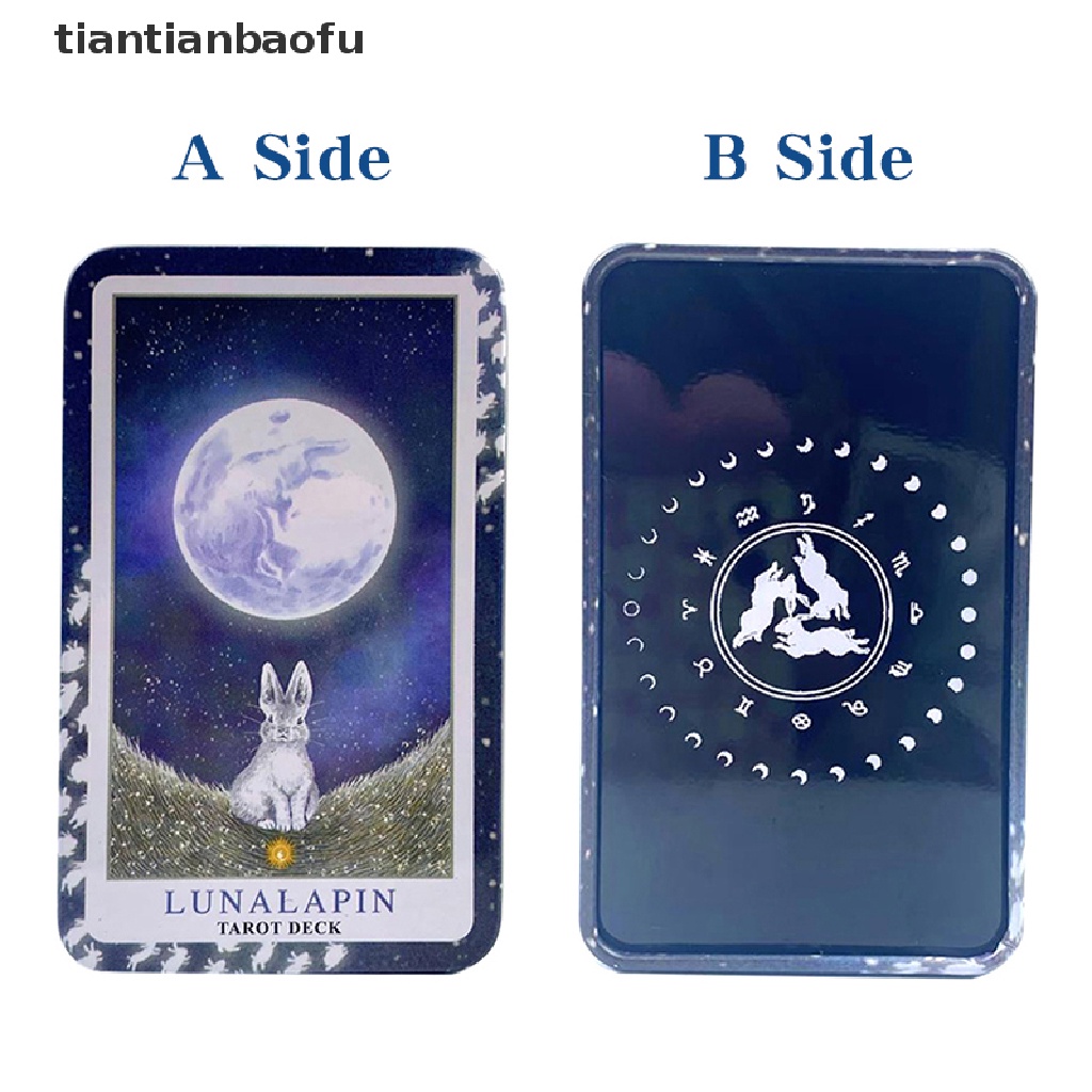 [tiantianbaofu] Besi Kotak Lunalapin Tarot Kartu Ramalan Ramalan Deck Party Game Card w/Butik Manual