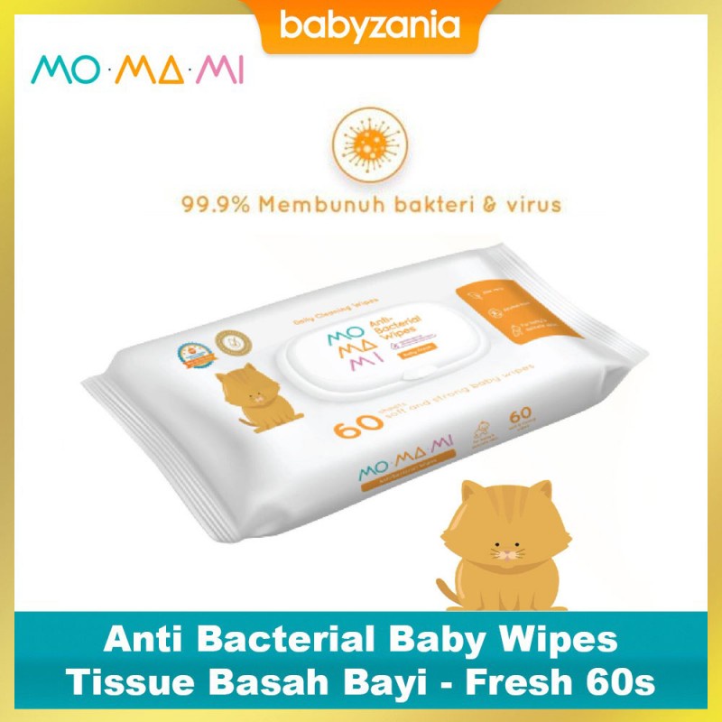 Momami Anti Bacterial Baby Wipes Tissue Basah Bayi - Fresh 60 Sheet