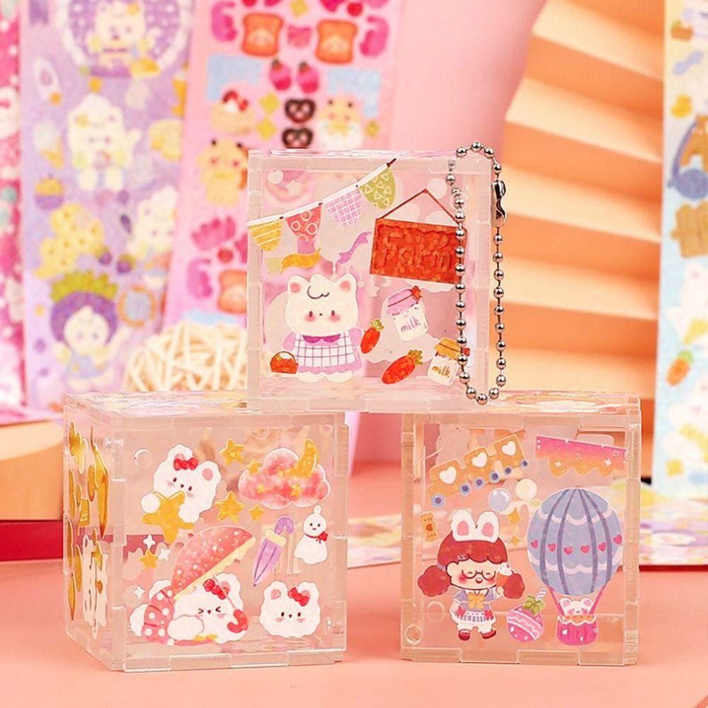 [Elegan] Diy Ornamen Set Transparan INS Mainan Anak Rublk's Cube Puzzle Alat Tulis Siswa Idola Photocard Holder