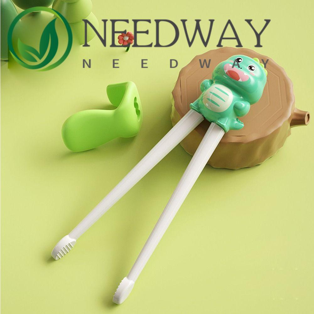 Needway  Sumpit Belajar Anak Portable Lovely Dinosaurus Reusable Utensil Anti-slip Food Grade Baby Practice Helper