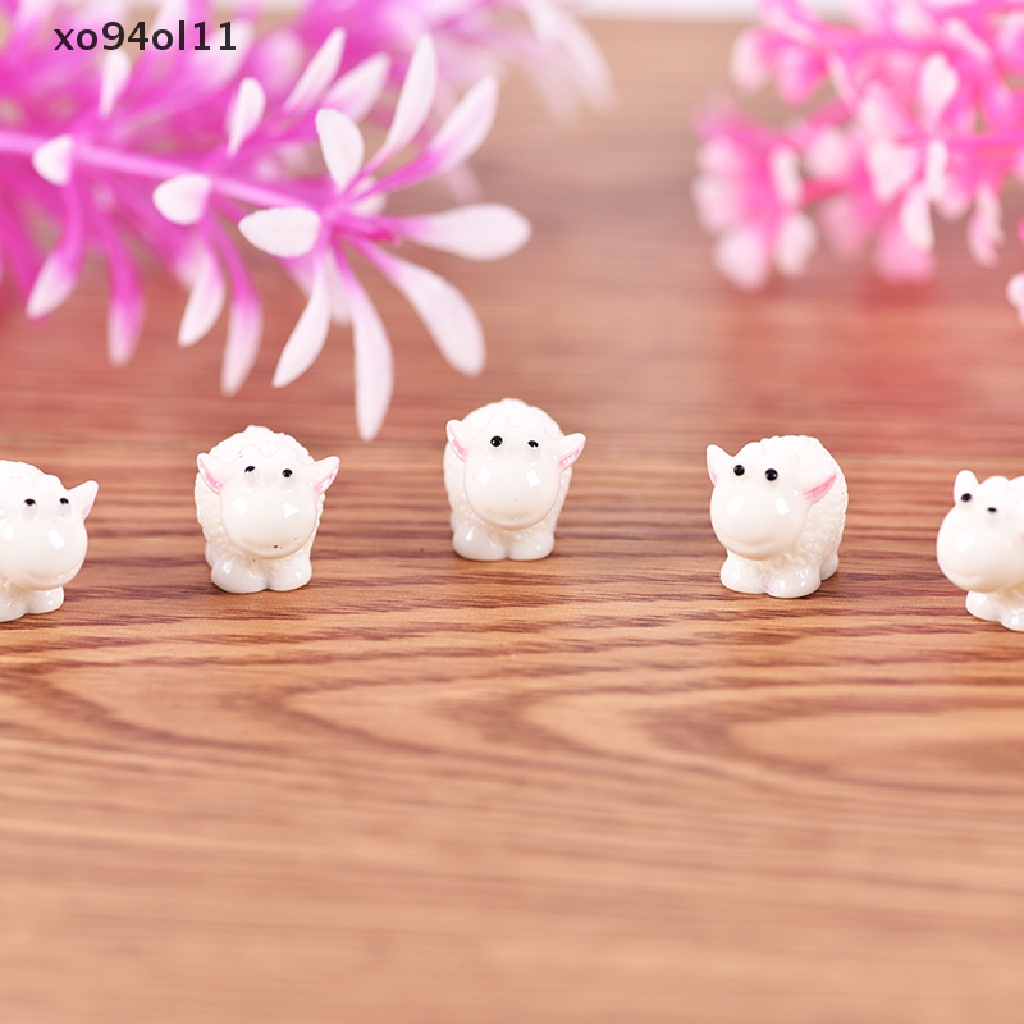 Xo 5pcs/set kawaii Hewan Domba mini Rumah micro Peri Taman Patung Miniatur Dekorasi Taman Rumah diy Aksesoris OL