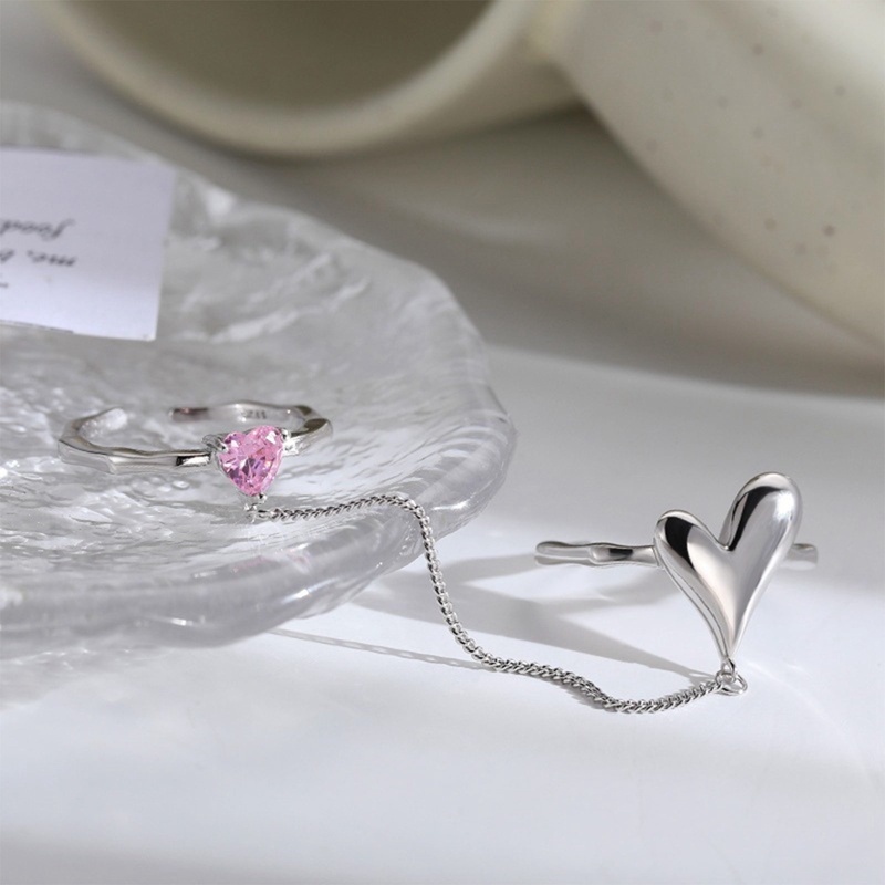 Cinta Hati Rantai Rumbai Cincin Untuk Wanita Pasangan Mode Baru Berkilau Ungu Zirkon Pesta Ulang Tahun Perhiasan Hadiah