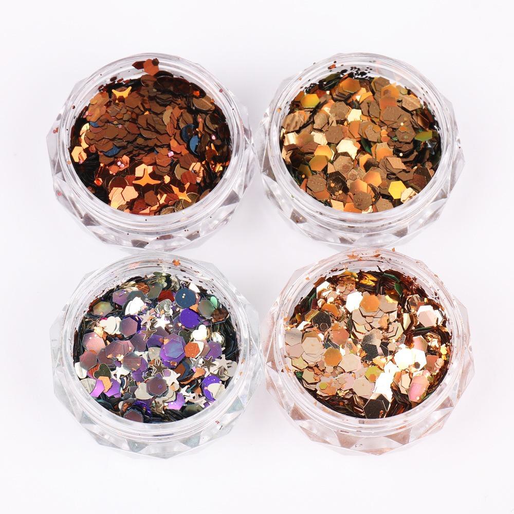 AUGUSTINA Agustina Kuku Payet Sparkle Eyelash Dekorasi Hexagons Manicure Aksesoris Hologram Glitter Nail Art Patch Kuku Glitter Serpihan