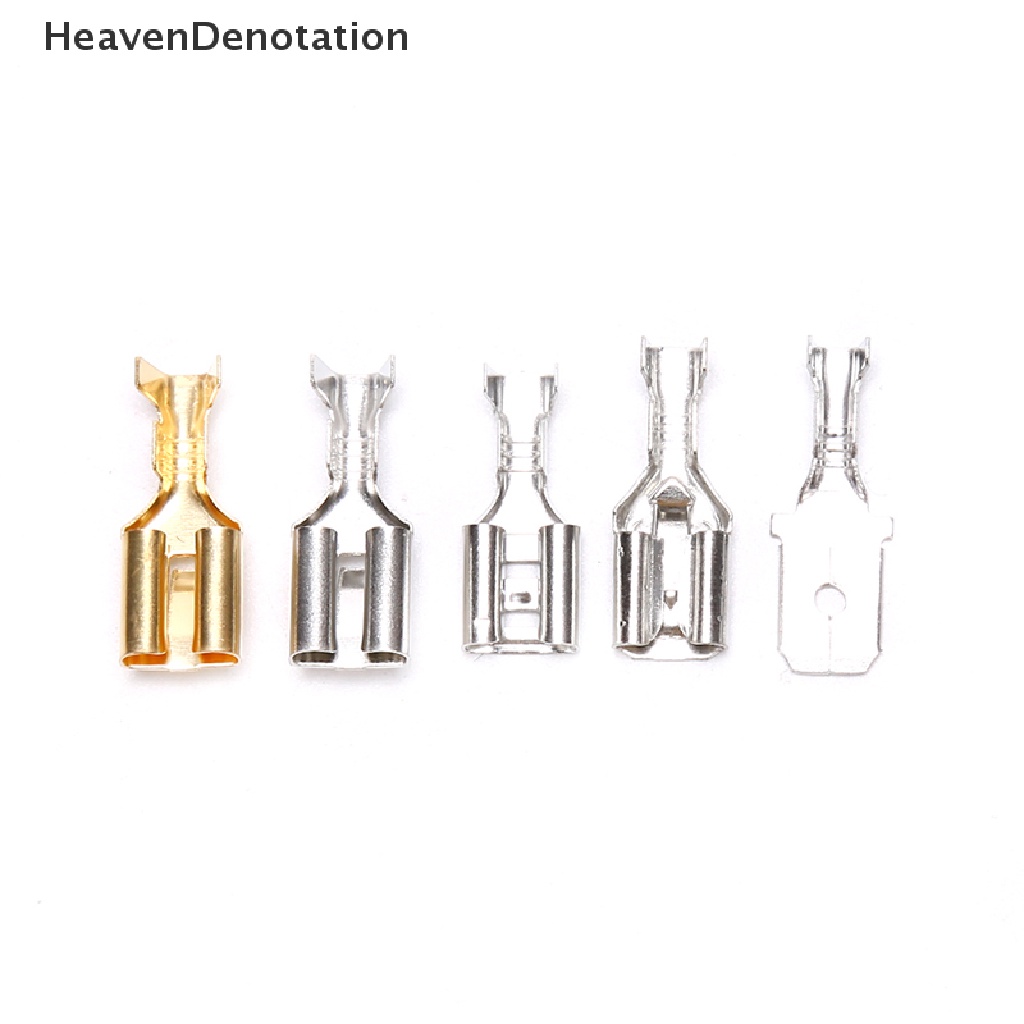 [HeavenDenotation] 50pcs 6.3 Crimp Terminal Konektor Spade Pria Wanita Terminal Crimping HDV