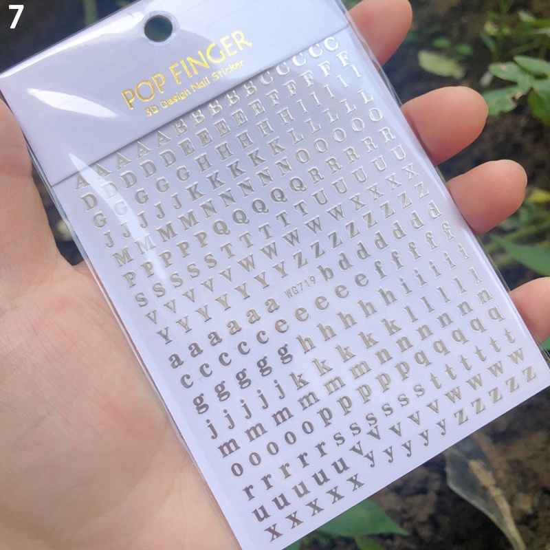 1sheet DIY Self-adhesive Nail Decals Desain Huruf Stiker Multicolor Sederhana Dekorasi Untuk Kuku