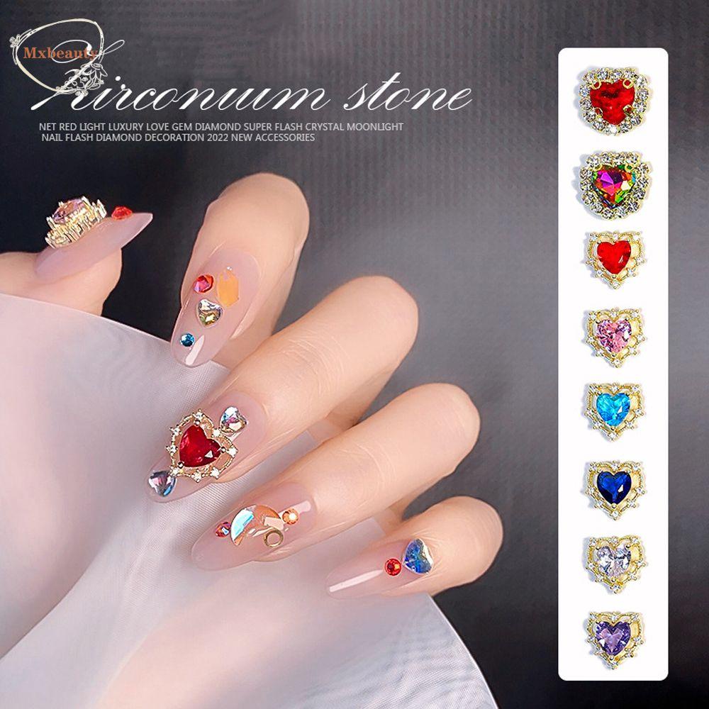 Mxbeauty Manik-Manik Bentuk Hati 3D Warna-Warni Untuk Dekorasi Nail Art