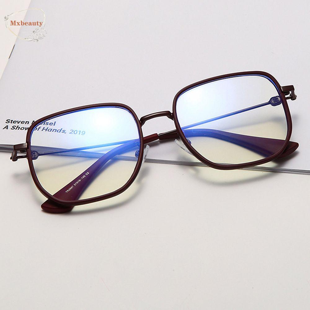 Mxbeauty Kacamata Anti Cahaya Biru Ins Style Fashion Warna Hitam Vintage Square Frame Eyewear