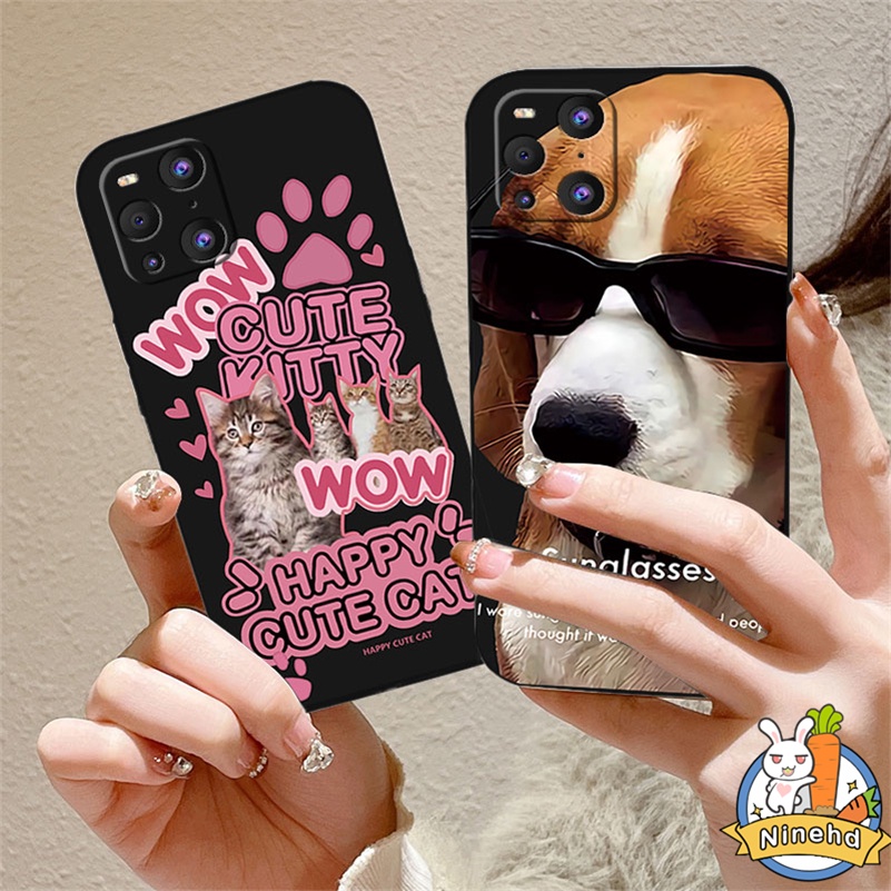 IPHONE Casing Kompatibel Untuk Iphone14 13 12 11 Pro Max X Xr Xs Max8 7 6 6s Plus SE 2020 Lucu Imut Kucing Anjing Tepi Lurus Silikon Casing Ponsel Pelindung Lensa Shockproof Cover Pelindung