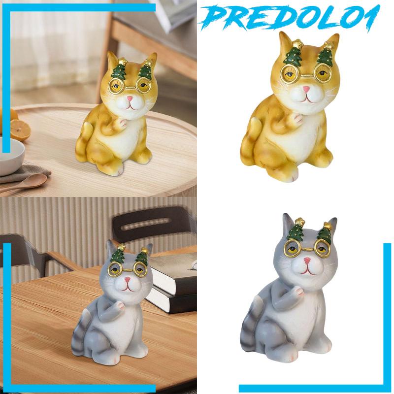 [Predolo1] Patung Hewan Taman Patung Kucing Koleksi Untuk Dekorasi Kabinet Rak Buku