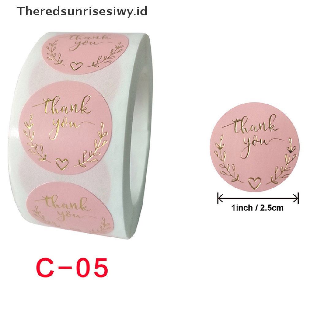 # Kado Mom &amp; PAPA DIY # 500pcs Per roll Thank You Sticker Segel label Pink label Kertas Sticker~