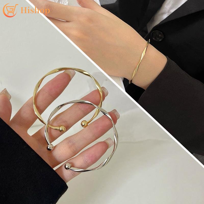 Gelang Pelintir Bangle Bukaan Emas Silver Sederhana Untuk Aksesoris Perhiasan Wanita