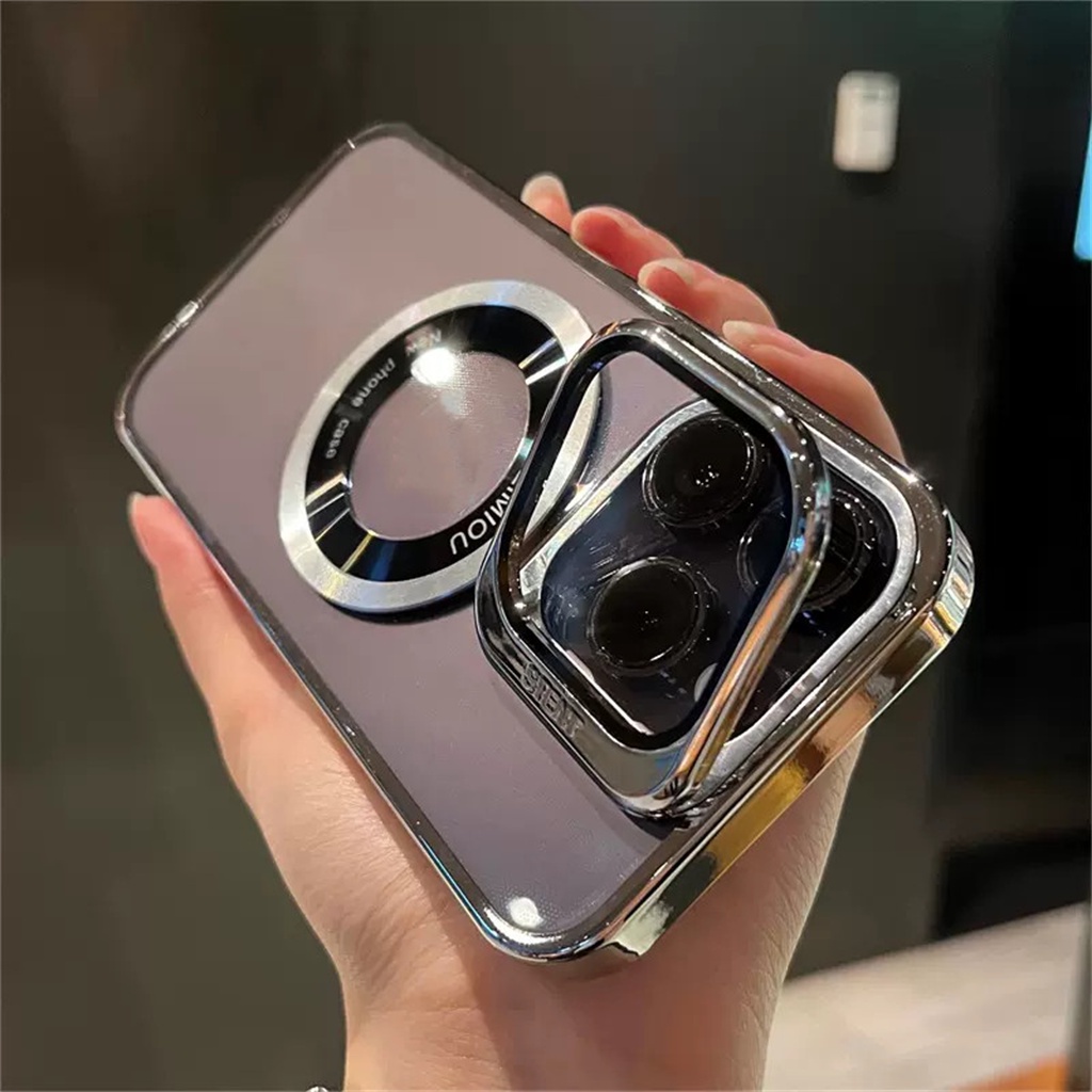 Clamshell Kamera Pelindung Lensa case iPhone 14 Pro Max case iPhone 12 13 Pro Max Dengan bracket Tertutup Penuh Perlindungan shock Bening hard back cover