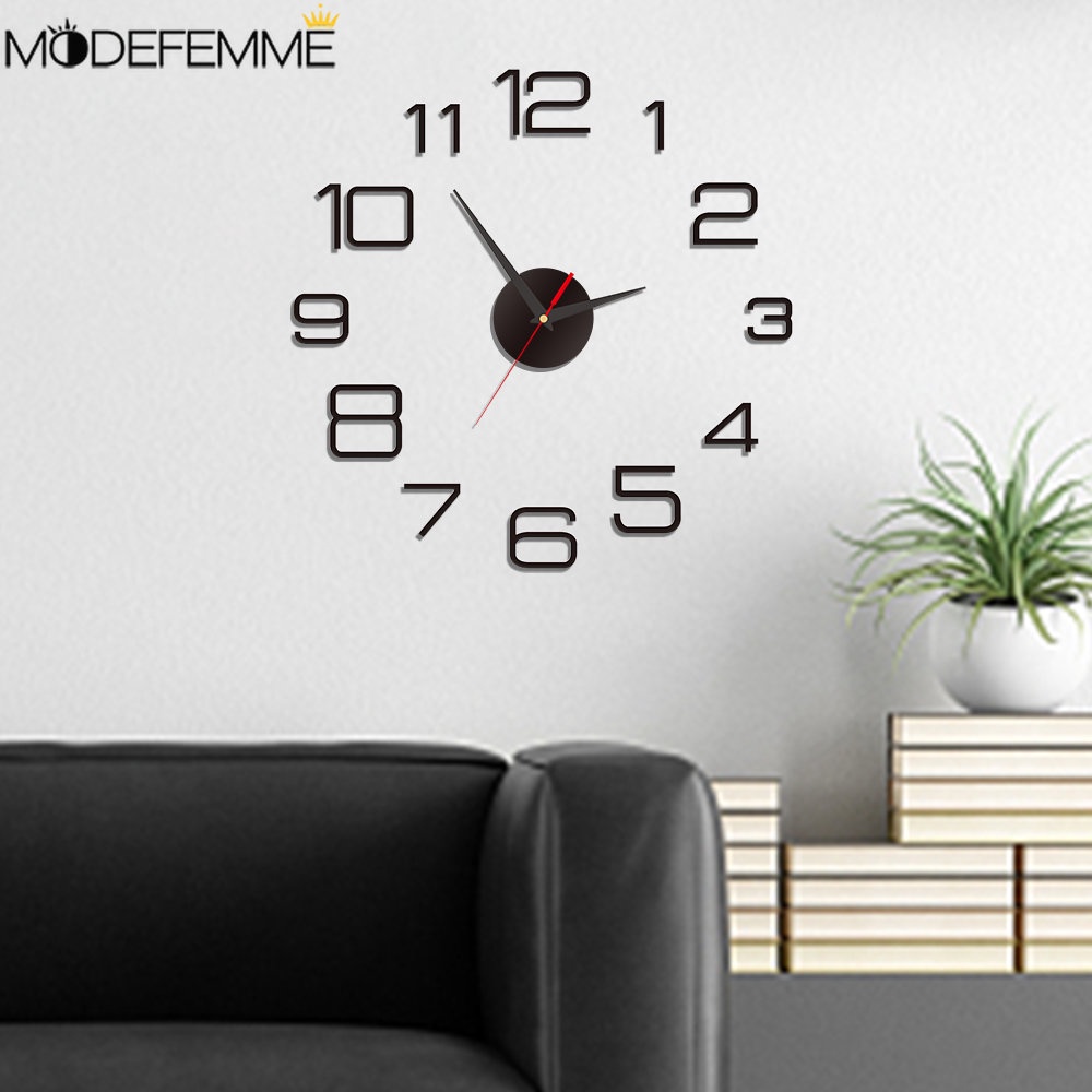 [Unggulan] Fashion Jam Dinding Besar Cermin Akrilik Tanpa Bingkai Stiker Dinding 3D Angka Romawi Wall Clock DIY Wall Sticker Jam Digital Untuk Rumah Ruang Tamu Kantor Dekorasi Dinding