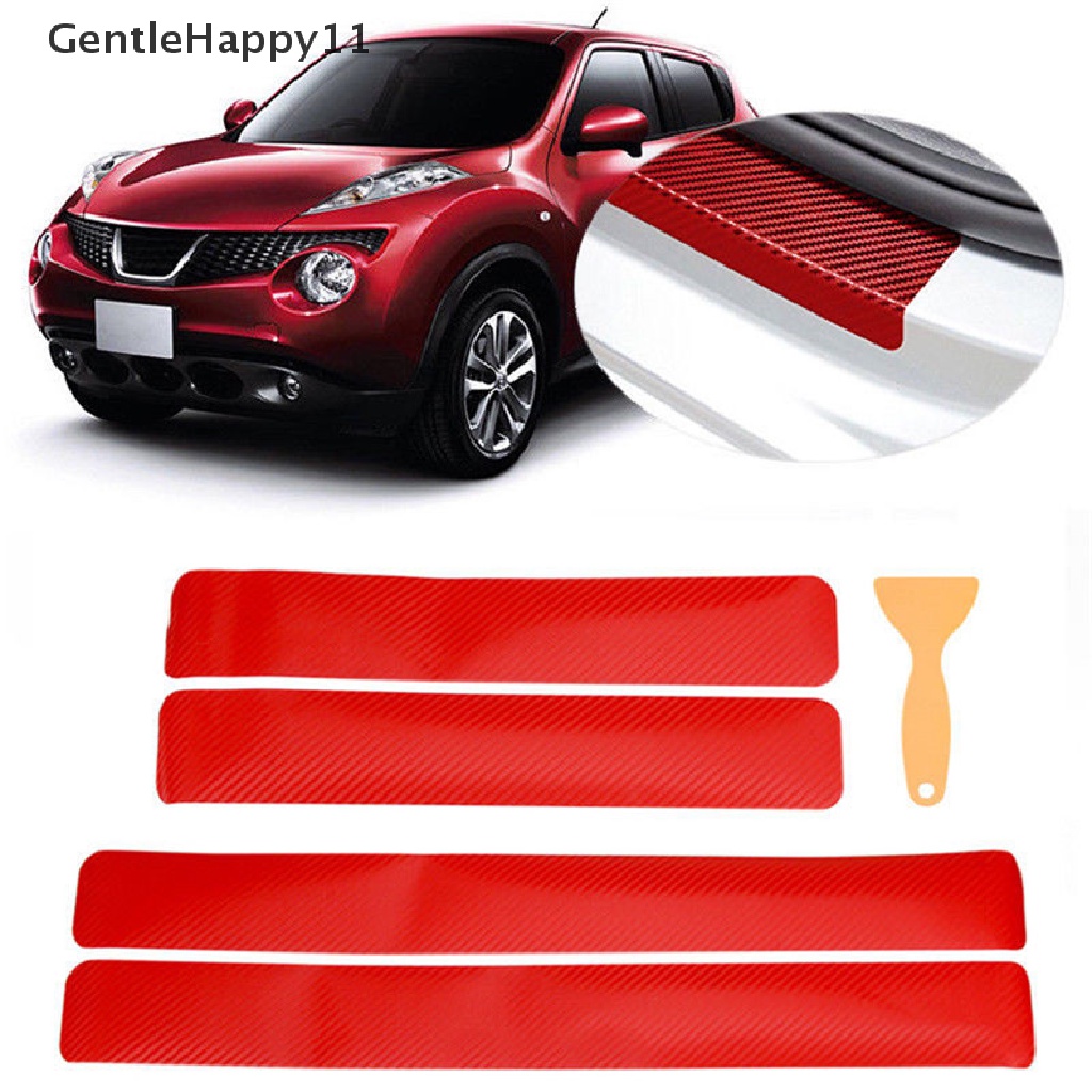 Gentlehappy 4PCS Mobil Pintu Kusen Lecet Serat Karbon Stiker Welcome Pedal Melindungi Aksesoris id
