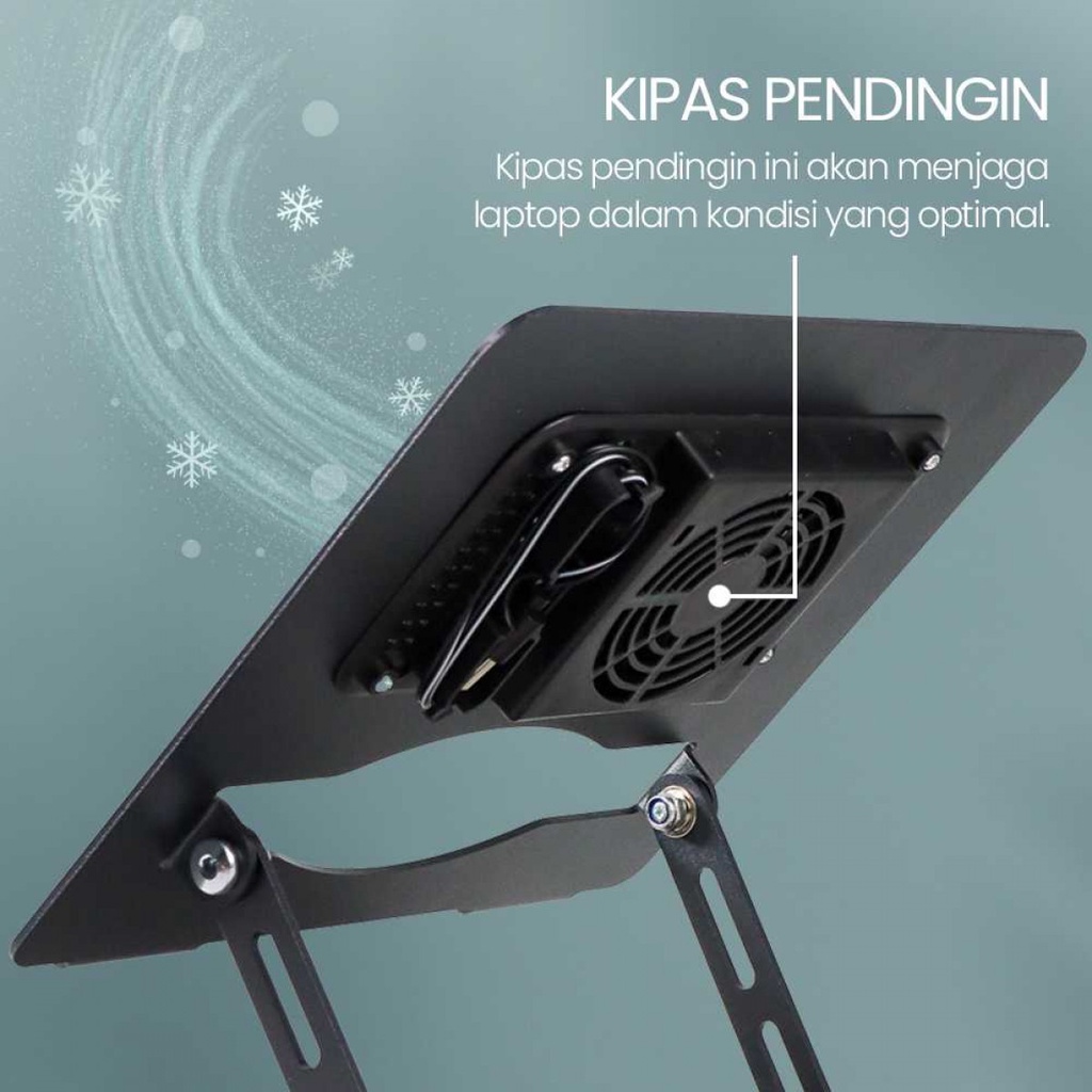 Dudukan Cooling Fan Tablet Stand Bracket Holder Aluminium 10-17.3 Inch