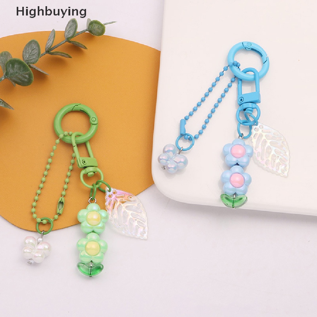 Hbid Warna Lucu Gantungan Kunci Akrilik Lima Kelopak Bunga Gantungan Kunci Mobil Liontin Kecil Segar Berongga Daun Aksesoris Tas Dekorasi Gadis Hadiah Glory