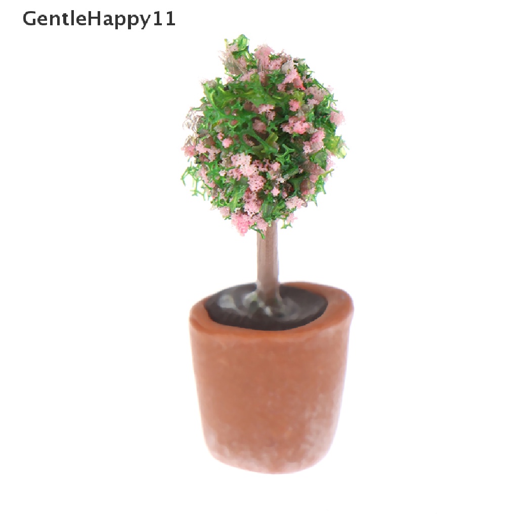 Gentlehappy 4Pcs 1: 12rumah Boneka Miniatur s Pohon Pot Tanaman Hijau Dekorasi Rumah id