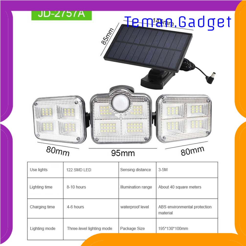 TG - LMP OOBEST Lampu Dinding Solar Double Sensor Three Head 122 LED Cool White - JD-2757A