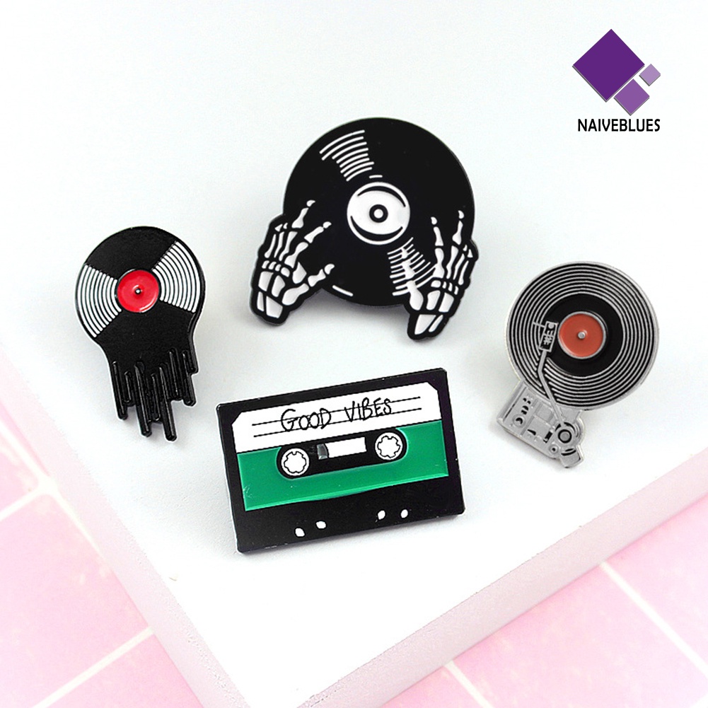 &lt; Naiveblues &gt; Retro Phonograph Recording Kaset Tape Vinyl Record Pin Lencana Jaket