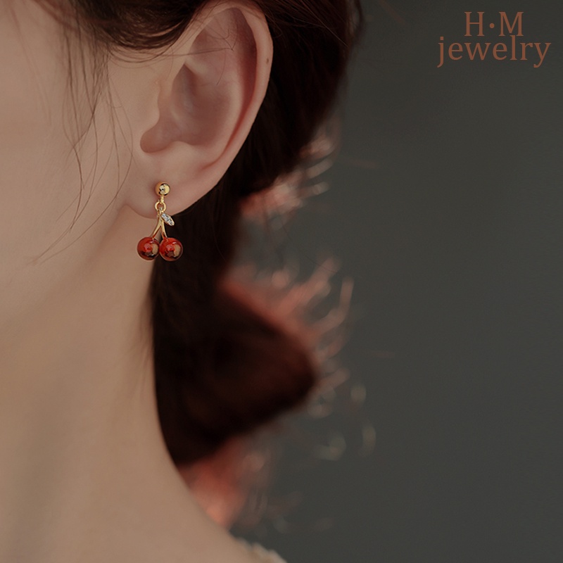 Anting Cherry Perak S925 Red Garnet 2023anting Baru