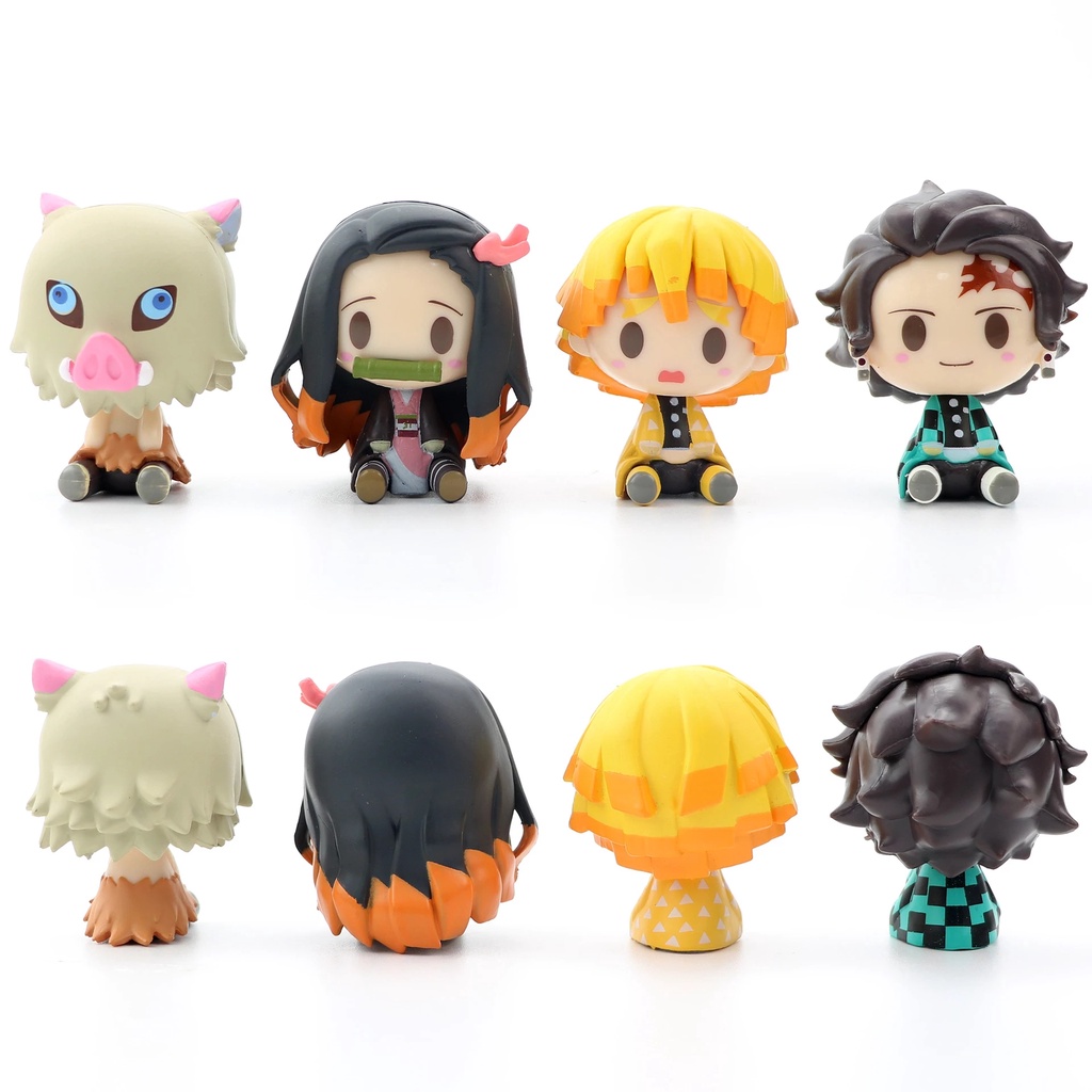 4pcs Demon Slayer Anime Figure Kimetsu No Yaiba Kamado Tanjirou Nezuko Zenitsu Kawaii Action Figure Boneka PVC Model Mainan