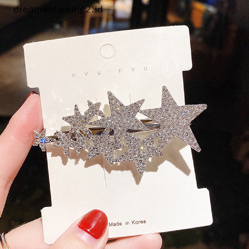 (dream) Berlian Imitasi Pentagram Rambut Klip Wanita Styling Rambut Klip Glitter Shiny Jepit Rambut//
