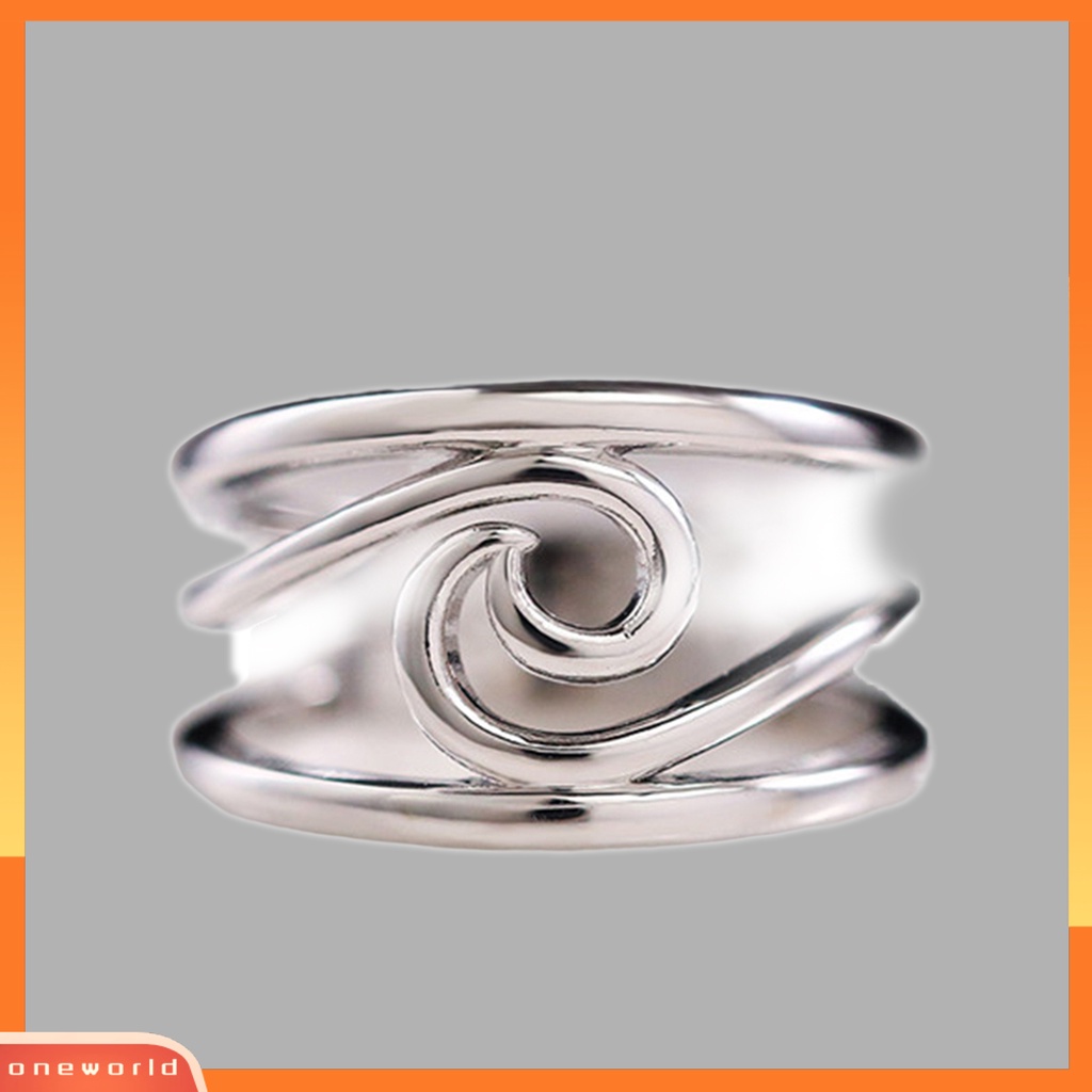 [EONE] Cincin Wanita Electroplating Cincin Jari Desain Gelombang Artistik Ringan Untuk Pesta