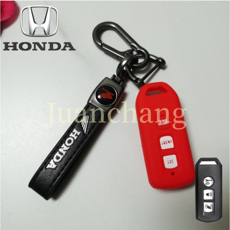 3tombol Silica Gel Key Case Remote Cover Fob Dengan Gantungan Kunci Untuk Honda Vario 125-gry Monkey PCX125 PCX150 PCX153 Batok Pelindung Motor