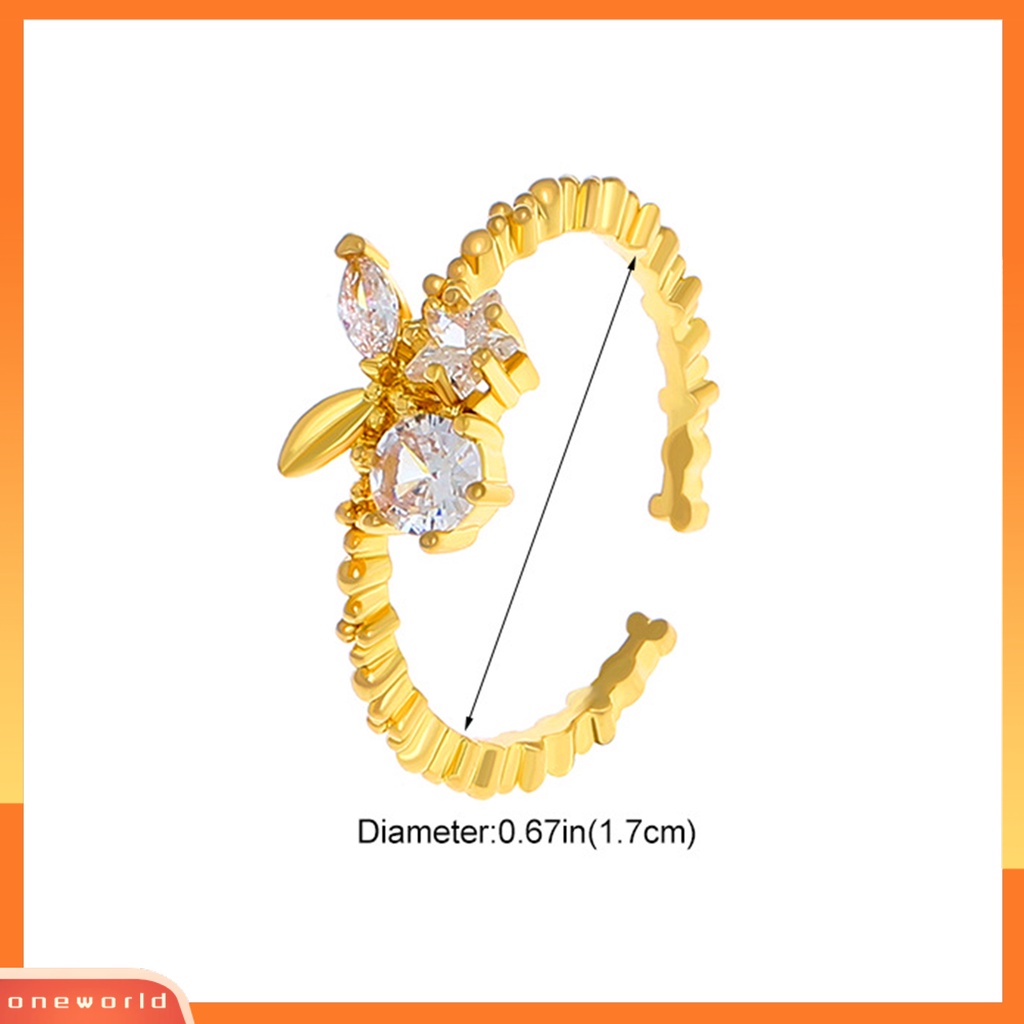 [EONE] Wanita Cincin Pembukaan Adjustable Temperamen Tidak Rata Geometris Berlian Imitasi Cherry Star Finger Ring Fashion Perhiasan