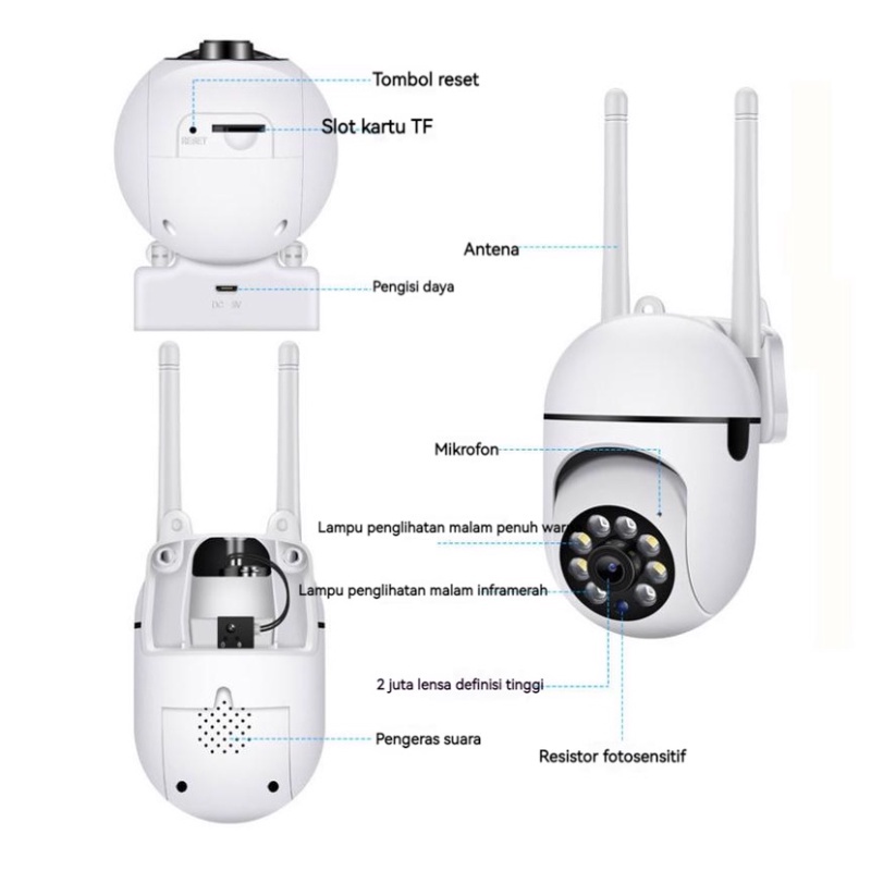 【COD】Mini Wifi CCTV/ Smart CCTV Wireless Kamera  /Kamera CCTV Wifi Outdoor/Camera Waterproof Wireless/IP Camera 8MP/Kamera CCTV 360 Derajat Panoramic Wireless Full HD 1080P