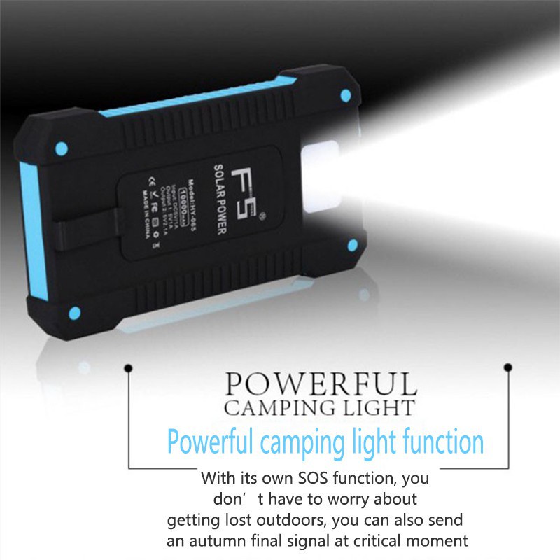 Powerbank Solar 50000 mAH Tenaga Surya Dual USB Portabel Berkapasitas Besar Flashlight Daya Ponsel