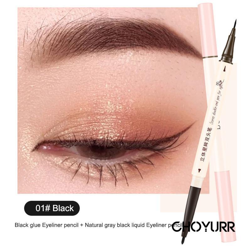 【COD】2 In 1 Lying Silkworm Pen / Eyeliner Brown Black Double Head Waterproof Tahan Lama -CH