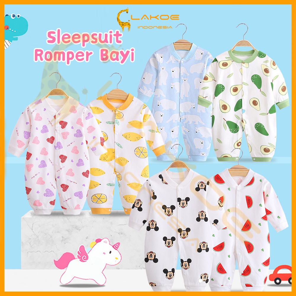 Lakoe Sleepsuit Romper Bayi/Piyama tidur Lengan Panjang bayi/baju bayi jumper anak romper