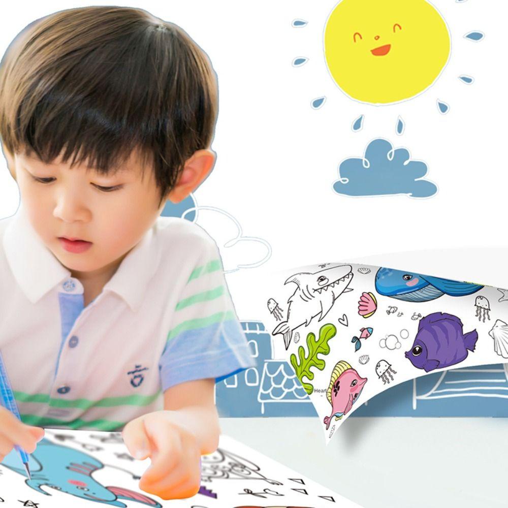 Quinton Drawing Roll Color Kids Gift Paper Graffiti Scroll Pendidikan Awal Diy Sticky Color Drawing Game Mewarnai Kertas Roll