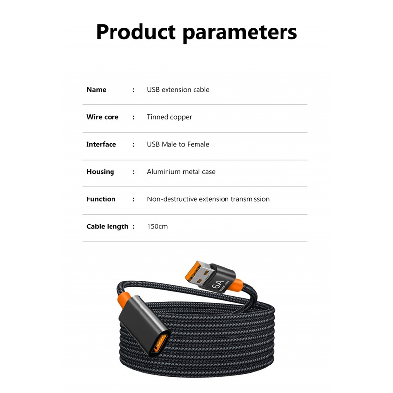 6a Kabel Ekstensi USB 3.0 Female To Male Extender Cord Kabel Data Transmisi Kecepatan Tinggi Untuk Kamera Komputer Kabel TV 1m/1.5m