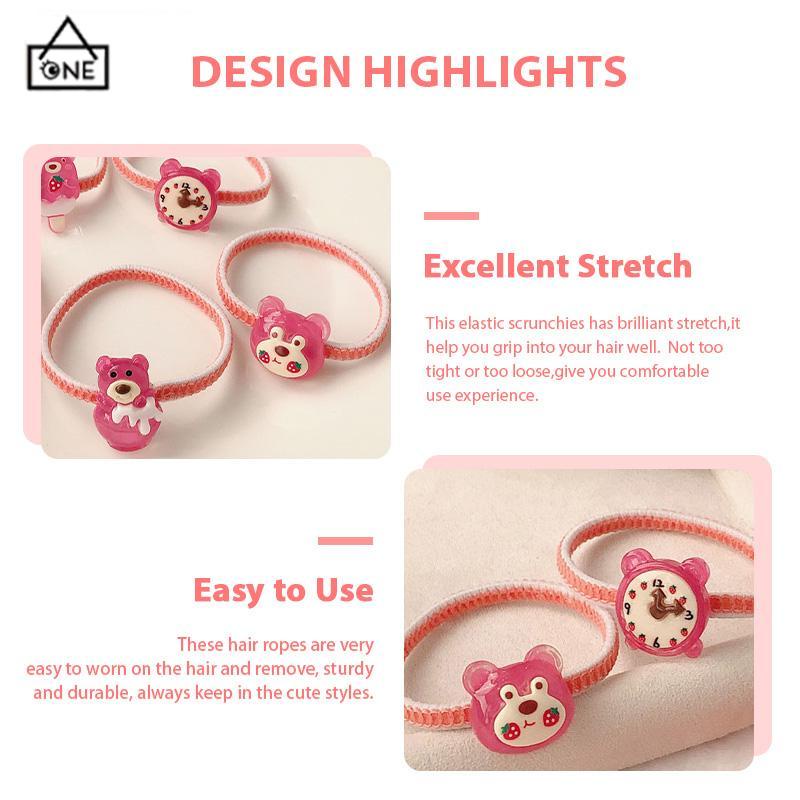 COD❤️Gelang Lotso Beruang Stroberi Tali Rambut Elastis Tinggi yang Lucu Tali Rambut Karet Kuncir Kuda Serbaguna Cincin Rambut Tahan Lama-A.one