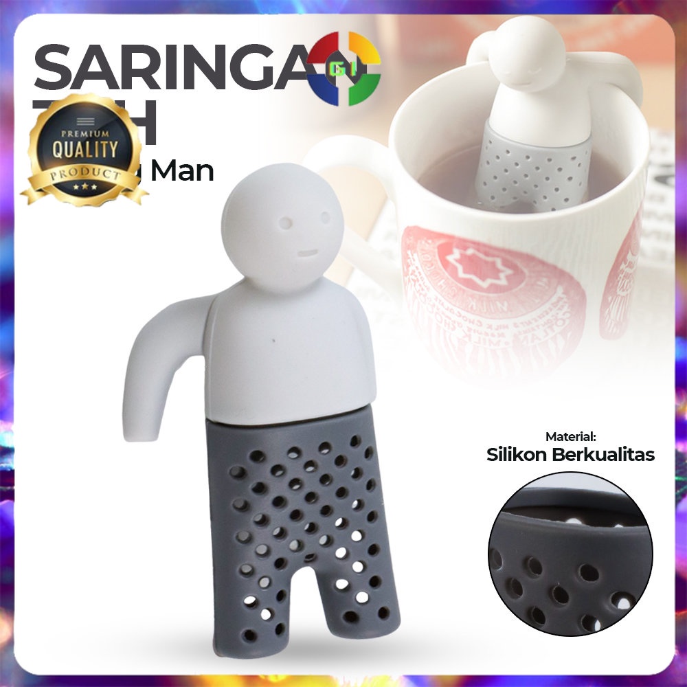 Saringan Teh karakter Tea Filter Infuser Filter Strainer Chilling Man Gray