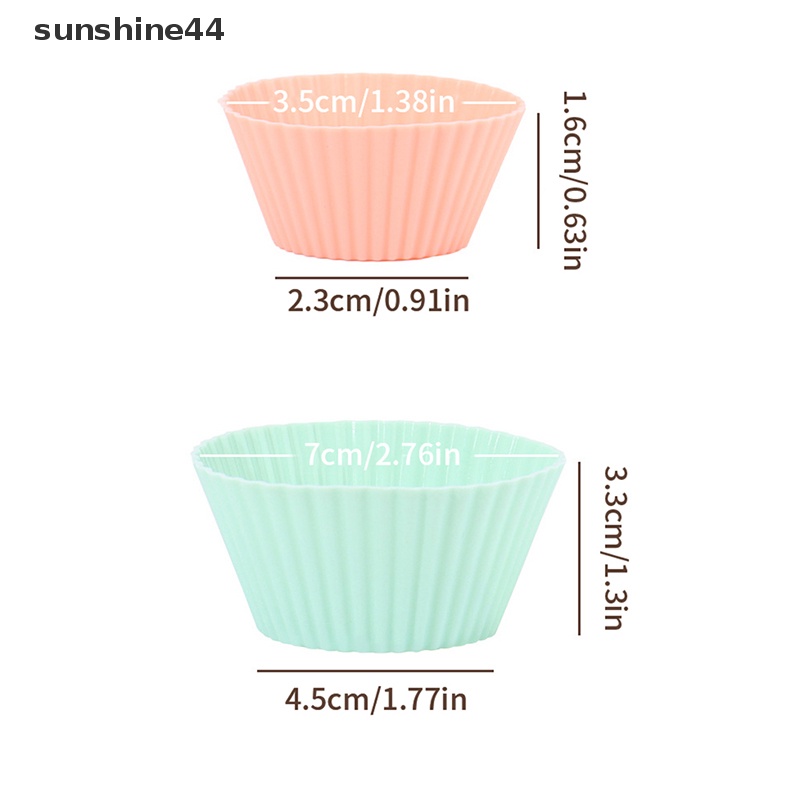 Sunshine 10Pcs/set Cetakan Kue Silikon Berbentuk Bulat Muffin Cup Silicone Mini Cake Cup Alat Dapur Cetakan Kue DIY Cake Decorag Tools ID