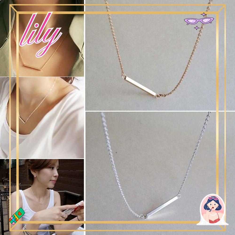 Kalung LILY Bone Fashion Bar Silver &amp; Gold Horizontal Stick