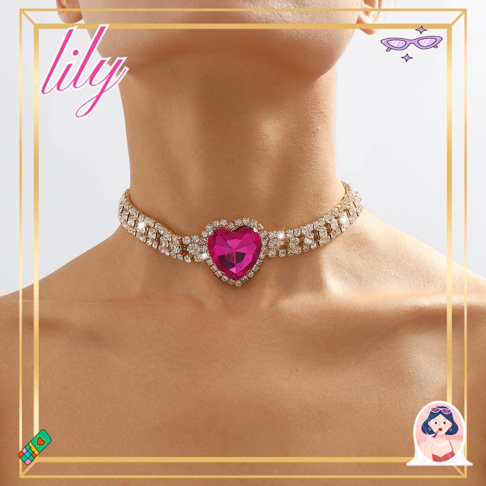 Kalung Choker Hati LILY Hadiah Pesta Perhiasan Leher Mewah