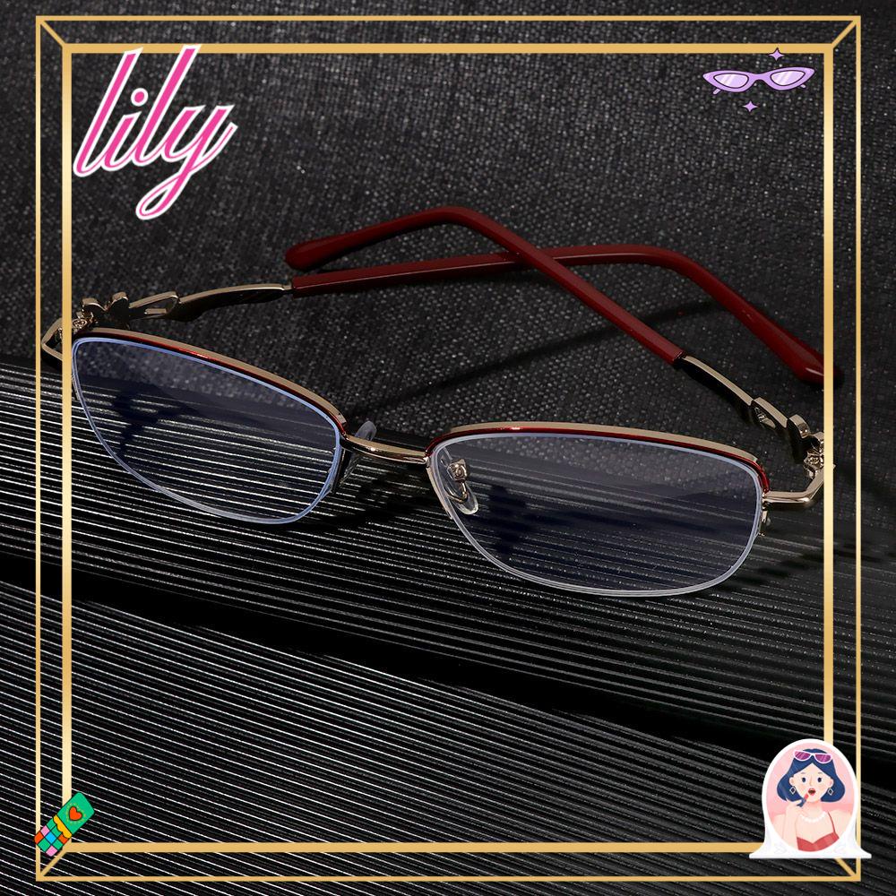 Lily Kacamata Baca Anti Blue Light Anti-Letih Anti-UV Transparan Metal Frame Eyewear