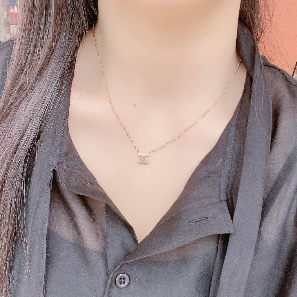 Kalung C Ganda Anti Karat Indah All-Match Gaya Klavikula Rantai Kalung Titanium Steel