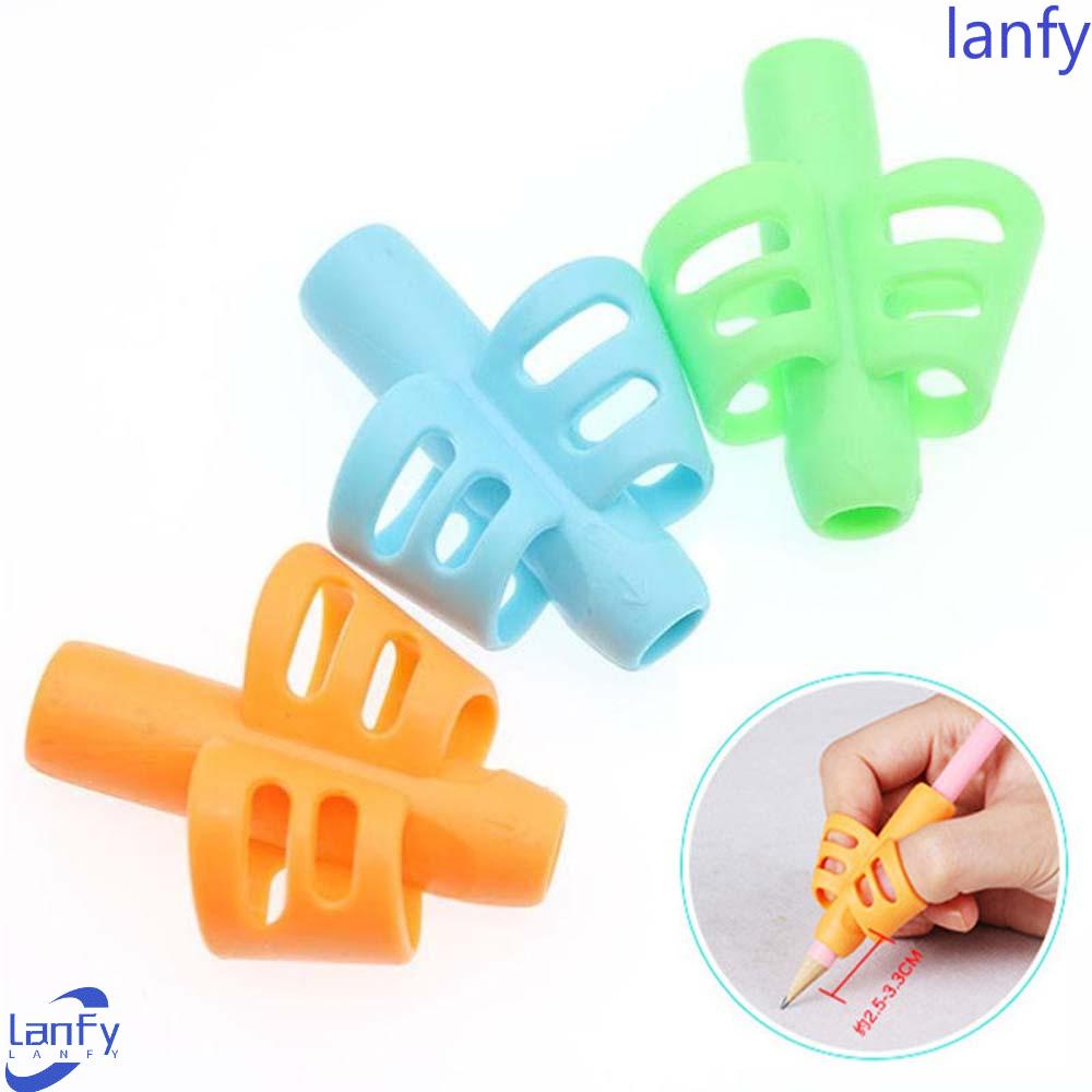 Lanfy Alat Koreksi Postur Tulisan Silikon Siswa Sekolah Grip Posture Tulis Pencil Two-Finger Pencil Holder Alat Bantu Menulis