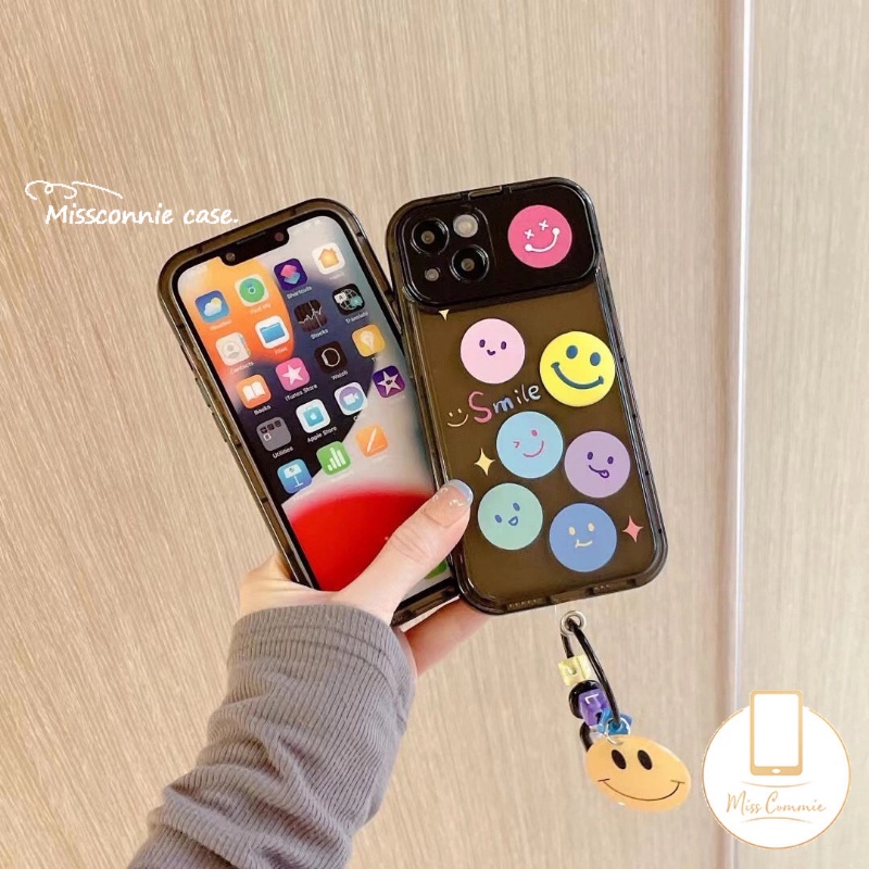 Lovely Smile Flip Make Up Mirror Phone Case Untuk Oppo A15 A5s A57 A7 A12 A53 A9 A5 A31 A15s A3s A33 2020 A35 A77S A77 A11K Kartun Lucu Shockproof Soft Case