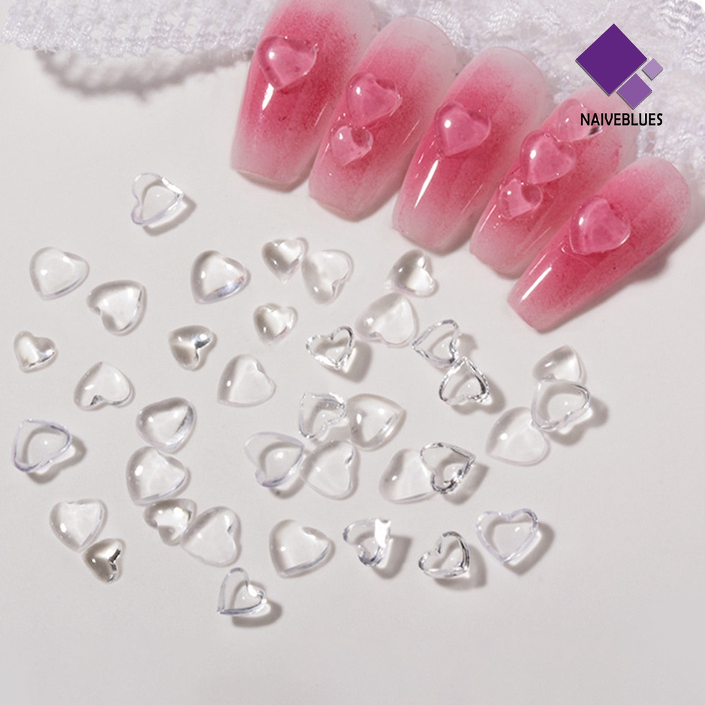 [naiveblues] 100 Pcs Manicure Dekorasi 3D Pengerjaan Yang Baik Resin Tiga Cinta Aksesoris Kuku Ponsel Case