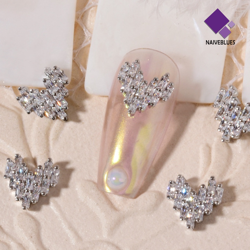 [naiveblues] 5pcs Dekorasi Kuku Eye-catching Indah Cubic Zirconia Bentuk Hias Nail Art Untuk Rumah