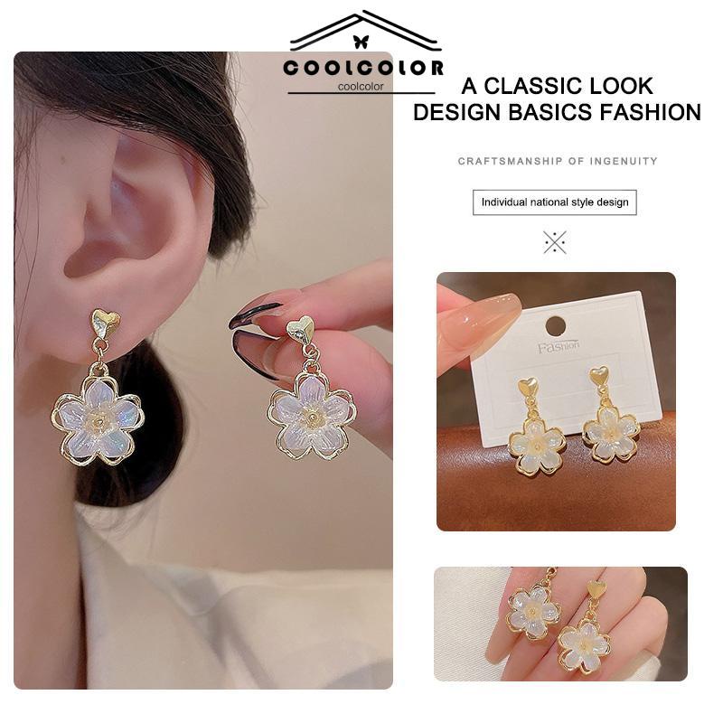 COD❤️Anting Stud Kristal Bunga Bahan Akrilik Fashion Korea Gaya Untuk Wanita- cl