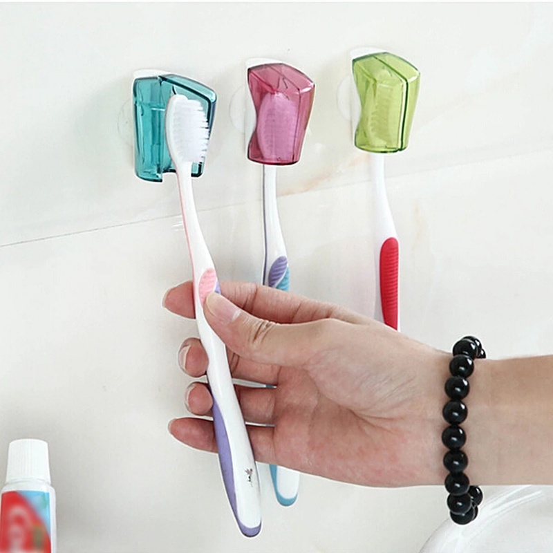 Suction Cup Toothbrush Cover/Rak Transparan Rak Tempel Dinding/Kotak Penyimpanan Sikat Gigi Travel