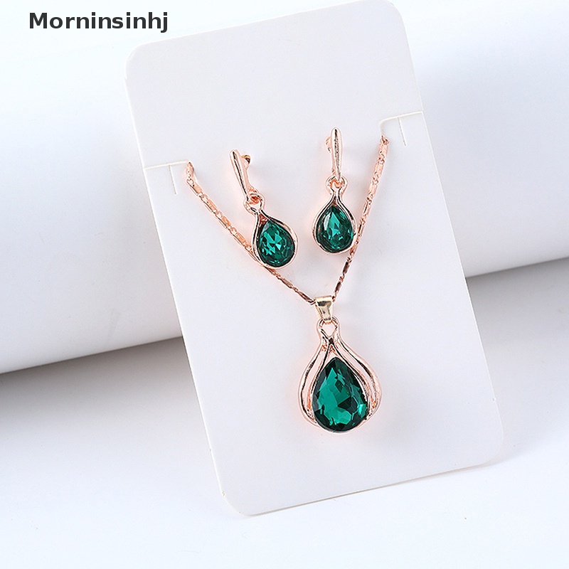 Mornin Fashion Eropa Dan Amerika Biru Zhihai Kreatif Geometris Pernikahan Anting Kalung Set Wanita Tetesan Air Set Perhiasan Hadiah id